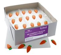 Culpitt Carrot Sugar Pipings, Edible Royal Icing Cake Decorations, Handmade Ready to Use Cupcake Toppers For Easter, Spring, and Bunny Themed Bakes And Treats - Bulk Pack of 60