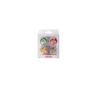 Culpitt Christmas Bauble Sugar Pipings, Edible Royal Icing Decorations, Multi-Coloured Festive Cake and Cupcake Toppers, Pack of 12