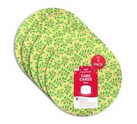 Culpitt Christmas Cake Boards | 10" Gold & Holly Cake Cards, 3mm Thick Round Card Plates For Presenting & Displaying Festive Bakes and Desserts - 5 Pack