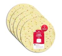 Culpitt Christmas Cake Boards | 10" Gold & Red Berry Cake Cards, 3mm Thick Round Card Plates For Presenting & Displaying Festive Bakes and Desserts - 5 Pack