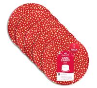 Culpitt Christmas Cake Boards | 10" Red & Gold Star Cake Cards, 3mm Thick Round Card Plates For Presenting & Displaying Festive Bakes and Desserts - 5 Pack