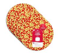 Culpitt Christmas Cake Boards | 10" Red Holly Cake Cards, 3mm Thick Round Card Plates For Presenting & Displaying Festive Bakes and Desserts - 5 Pack
