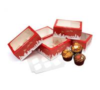 Culpitt Christmas Cupcake Boxes with Window, 6 Hole | 5 Pack | Food Safe