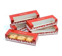 Culpitt Christmas Mince Pie Boxes | 5 Pack | Red & Gold Christmas Display Boxes With See Through Window, Strong Gift Boxes For The Festive Holidays, Storage, Protection | 235mm x 75mm x 50mm - 5 Pack