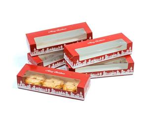 Culpitt Christmas Mince Pie Boxes | 5 Pack | Red & Gold Christmas Display Boxes With See Through Window, Strong Gift Boxes For The Festive Holidays, Storage, Protection | 235mm x 75mm x 50mm - 5 Pack