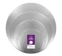Culpitt Cut Edge Round Cards, 4 Board Multipack, 6", 8", 10", 12", Round Cake Cards, Silver Cake Boards, 1.8mm Thick, 4 Pack For Tiered Treats