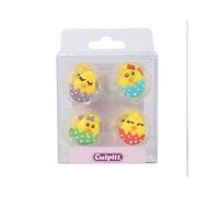 Culpitt Cute Baby Chick Sugar Piping's, Multi Coloured Sugar Decorations For Easter Cakes and Cupcakes - Pack of 12