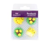 Culpitt Easter Chick Sugar Piping's, Handmade Royal Icing Cupcake Toppers, Sugar Decorations for Cupcakes, Cakes, Easter, Spring | Edible - Pack of 10