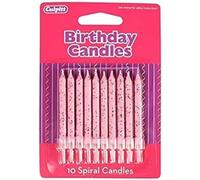 CULPITT Glitter Cake Candles, 10 Pack, Birthday Candle for Cakes & Cupcakes with a Clear Holder, Add Some Sparkle to Birthdays, Anniverseraries, Special Occasions - Blossom 10