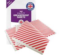 Culpitt Greaseproof Paper Sheets | Red Stripe | 100 | Colourful Pre Cut Baking Paper for Baking, Freezing, Serving, Airfrying, Displaying | Cookies, Cakes, Pastries, Sandwiches - 25cm x 36cm - 100