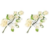 Culpitt Gumpaste Ivory Rose Flower Spray, Floral Cake Decoration, Cake Topper For Wedding, Anniversary, Celebration, 145mm (Pack of 2)