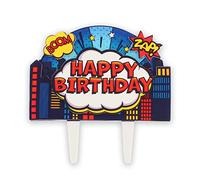 Culpitt Gumpaste Superhero HAPPY BIRTHDAY Cake Topper, 160mm, 3 Layer Decoration For a Fun, Colourful Time-Saving - 160 x, 21381, Multicolour