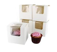 Culpitt Cupcake Box, 5 Pack, White Cupcake Boxes For Carrying and Displaying Single Tasty Muffins, Fairy Cakes, And Treats