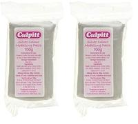 CULPITT Metallic Colour Food Modelling Pastes, Sugar Paste for Celebration Cake Models, Hearts, Stars, Flowers, Leaves, & Floral Gums That Set Hard for a Shimmering Finish - SIlver 100g (Pack of 2)
