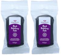 Culpitt Modelling Paste, Black, Sugarpaste, Gumpaste For Cake Decorating, Flowers, Animals, Figures, Models - Sets Hard, 100g (Pack of 2)