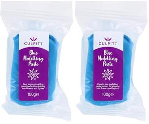Culpitt Modelling Paste, Blue, Sugarpaste, Gumpaste For Cake Decorating, Flowers, Animals, Figures, Models - Sets Hard, 100g (Pack of 2)