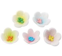 Culpitt Pink, Lilac, Green, Blue, Yellow Assorted Flowers Edible Sugar Decorations (Pack of 1, Total 1000)