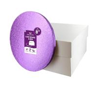 Culpitt Purple Board & Box Set | 8" (20cm) | White Cake Box & Drum, Box And Cake Board, Storage & Transport Combo