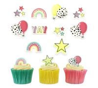Culpitt Rainbow & Balloon Edible Cupcake Toppers - 32 Pack
