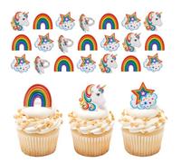 Culpitt Rainbow Unicorn Ring Cupcake Toppers - 24 Pack