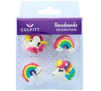 Culpitt Rainbows & Unicorns Sugar Piping's, Edible Cake Decorations, Unicorn Cupcake Decorations - Pack of 12