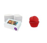 Culpitt Red Cupcake Cases & Boxes | 50 Cases & 5 x 6 Hole Boxes | Bake & Store Cupcakes, Muffins, Fairy Cakes