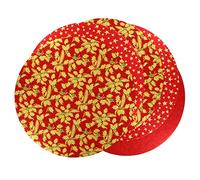 Culpitt Red Selection Christmas Cake Boards, 10", Stars And Holly Festive, 3mm x 254mm - 5 Pack, 10 Inch