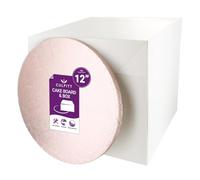 Culpitt Rose Gold Board & Tall Box Set | 12" | Tall White Cake Box & Coloured Drum, Box And Colourful Cake Board, Storage & Transport Combo For Decorated & Tiered Cakes
