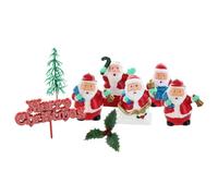 Culpitt Santa, Holly, Trees, & Merry Christmas Cake Toppers | 25 Pack Xmas Decoration Set | Food Safe, Ready To Use