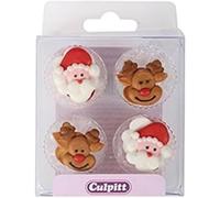 Culpitt Santa Rudolph Sugar Pipings Edible Royal Icing Decorations Festive