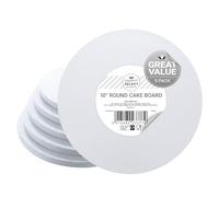 Culpitt Select 10" White Cake Boards, Round, 12mm Thick Lightweight Cake Plate for Celebration Cakes, Birthday Treats, Cupcakes, and More! Strong, 10 Inch, Pack of 5