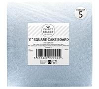 Culpitt Select 11" Cake Boards, Square, 12mm Thick Lightweight Presentation Plate For Celebration Desserts, Birthday Treats, Cupcakes, and More! Strong, 11 Inch, Pack Of 5