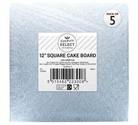 Culpitt Select 12" Cake Boards, Square, 12mm Thick Lightweight Presentation Plate For Celebration Desserts, Birthday Treats, Cupcakes, and More! Strong, 12 Inch, Pack Of 5