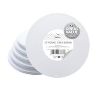 Culpitt Select 12" White Cake Boards, Round, 12mm Thick Lightweight Cake Plate for Celebration Cakes, Birthday Treats, Cupcakes, and More! Strong, 10 Inch, Pack of 5
