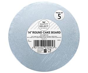 Culpitt Select 14" Cake Boards, Round, 12mm Thick Lightweight Cake Plate For Celebration Cakes, Birthday Treats, Cupcakes, and More! Strong, 14 Inch, Pack Of 5