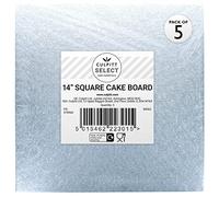 Culpitt Select 14" Cake Boards, Square, 12mm Thick Lightweight Presentation Plate For Celebration Desserts, Birthday Treats, Cupcakes, and More! Strong, 14 Inch, Pack Of 5