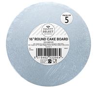 Culpitt Select 16" Cake Boards, Round, 12mm Thick Lightweight Presentation Plate For Celebration Desserts, Birthday Treats, Cupcakes, and More! Strong, 16 Inch, Pack Of 5