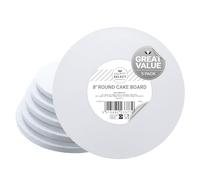 Culpitt Select 8" White Cake Boards, Round, 12mm Thick Lightweight Cake Plate for Celebration Cakes, Birthday Treats, Cupcakes, and More! Strong, 10 Inch, Pack of 5