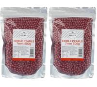 Culpitt Select Edible Pearls | Pearl Red 4mm Beads, Cake Sprinkle Decorations For Cakes, Cupcakes, Cookies, Ice Cream, and Desserts | 500g (Pack of 2)