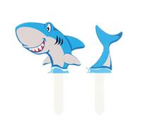 CULPITT Shark Pic Cake Topper, 2 Pc, Gum Paste Cake Decorations For Birthday Cake, Colourful Time-Saving Topper, Multicolour, 21363