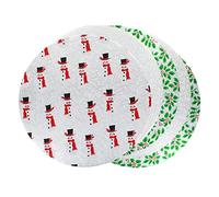 Culpitt Silver Selection Christmas Cake Boards, 10", Snowman and Holly Festive Themed, 3mm x 254mm - 5 Pack