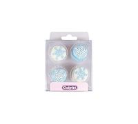 Culpitt Snowflake Sugar Pipings, Festive Royal Icing Edible Decorations, Blue and White Winter Cake and Cupcake Toppers, Pack of 12