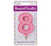 Culpitt Sparkle Number Candles for Cake & Cupcakes, Single from 0-9, Celebrate Birthdays & Anniversaries with Flair, Pink