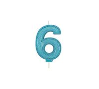 CULPITT Sparkle Number Candles for Cake & Cupcakes, Single Numbers from 0-9, Say Happy Birthday with These Candle Sparklers, Celebrate Birthdays & Anniversaries with Flair - Blue 6