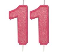 CULPITT Sparkle Number Candles for Cake & Cupcakes, Single Numbers from 0-9, Say Happy Birthday with These Candle Sparklers, Celebrate Birthdays & Anniversaries with Flair - Pink 1 (Pack of 2)