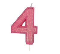 CULPITT Sparkle Number Candles for Cake & Cupcakes, Single Numbers from 0-9, Say Happy Birthday with These Candle Sparklers, Celebrate Birthdays & Anniversaries with Flair - Pink 4