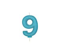 CULPITT Sparkle Number Candles For Cake & Cupcakes, Single Numbers From 0-9, Say Happy Birthday with These Candle Sparklers, Celebrate Birthdays & Anniversaries with Flair - Blue 9