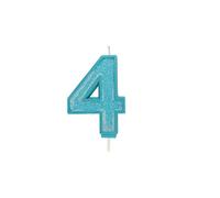 CULPITT Sparkle Number Candles for Cake & Cupcakes, Single Numbers from 0-9, Say Happy Birthday with These Candle Sparklers, Celebrate Birthdays & Anniversaries with Flair - Blue 4