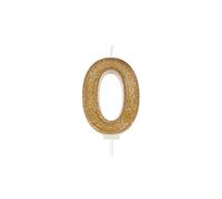 CULPITT Sparkle Number Candles for Cake & Cupcakes, Single Numbers from 0-9, Say Happy Birthday with These Candle Sparklers, Celebrate Birthdays & Anniversaries with Flair - Gold Zero