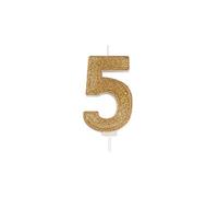 CULPITT Sparkle Number Candles for Cake & Cupcakes, Single Numbers from 0-9, Say Happy Birthday with These Candle Sparklers, Celebrate Birthdays & Anniversaries with Flair - Gold 5